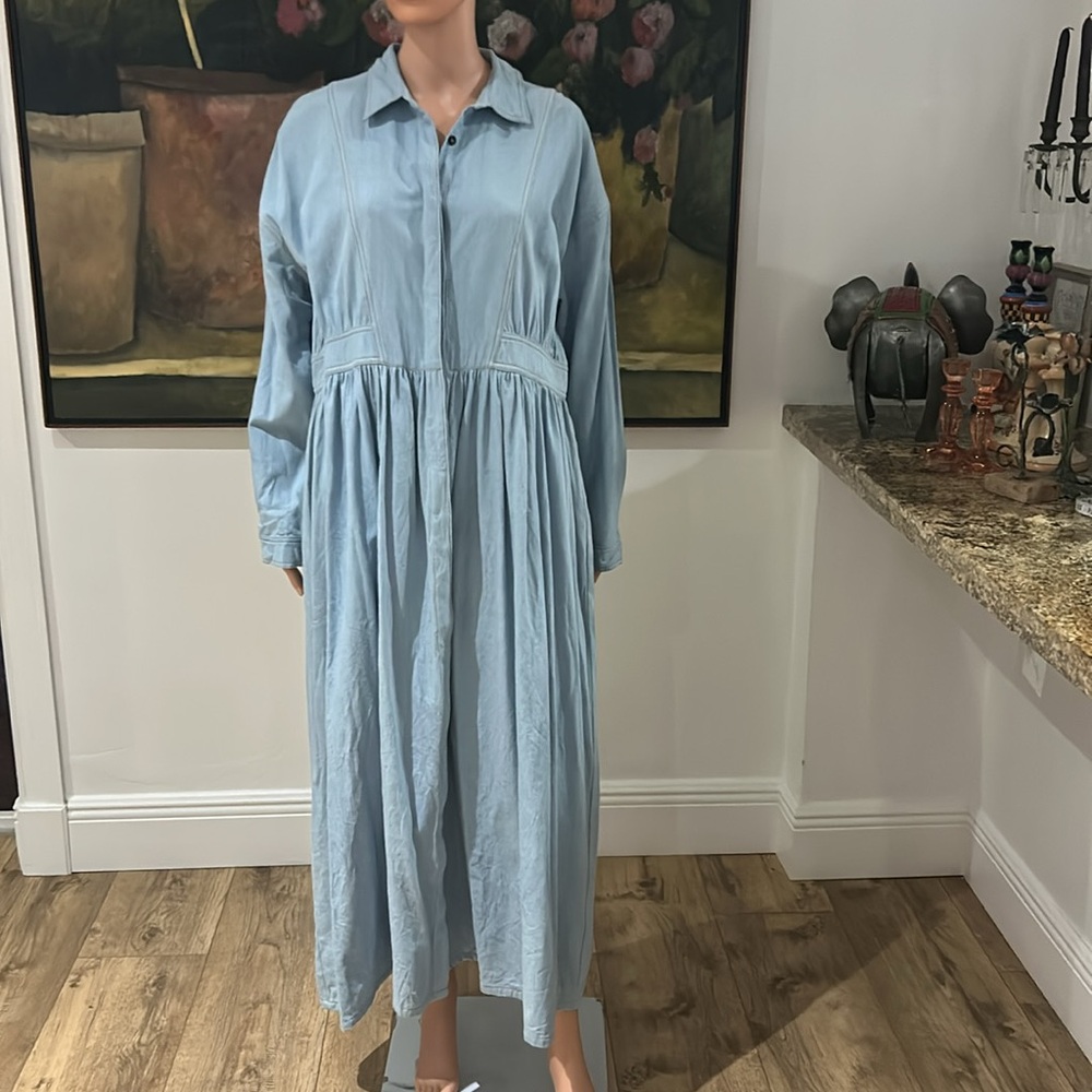 Concept Blue denim button down Dress